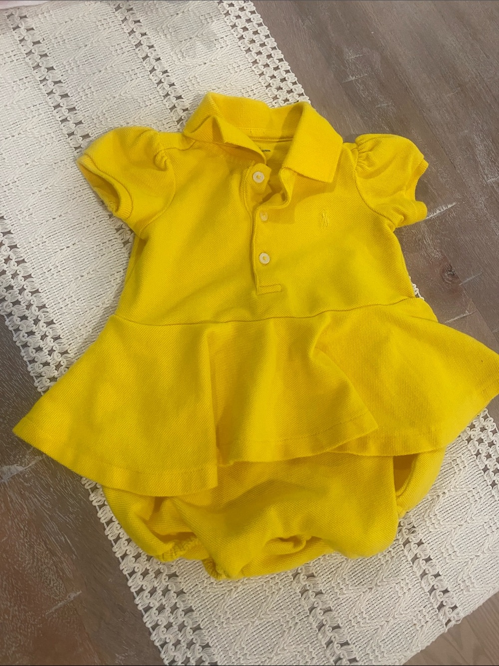 Ralph Lauren Yellow Polo Peplum One-Piece Bodysuit